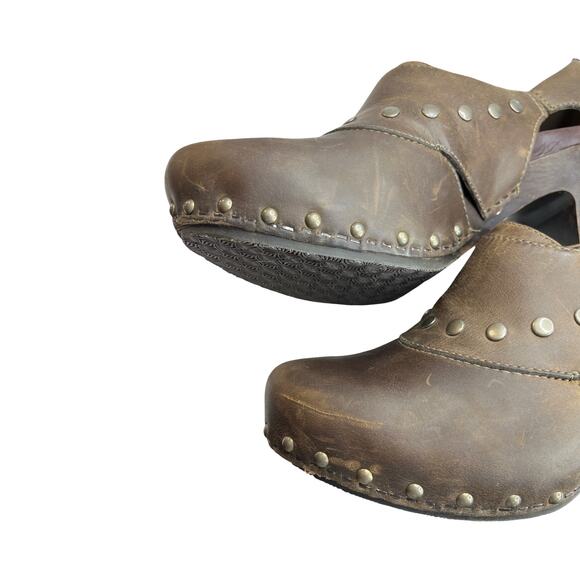 Dansko Becca Brown Leather Studded Heeled Clogs Women’s 40 US 9.5–10 Shoes - Picture 11 of 11